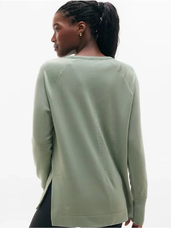 Athleta Sage Green Long-Sleeve Crewneck Top - Picture 3 of 5